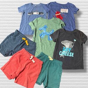 Boys 2T Playwear Lot Cat & Jack & More Graphic Tees + Pull-On Knit Shorts